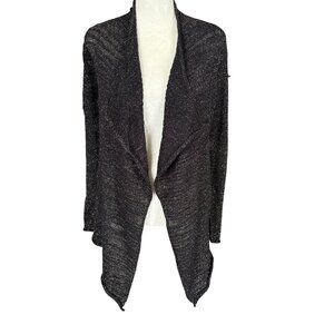 Express women's open cardigan sweater black metallic long sleeve size XS